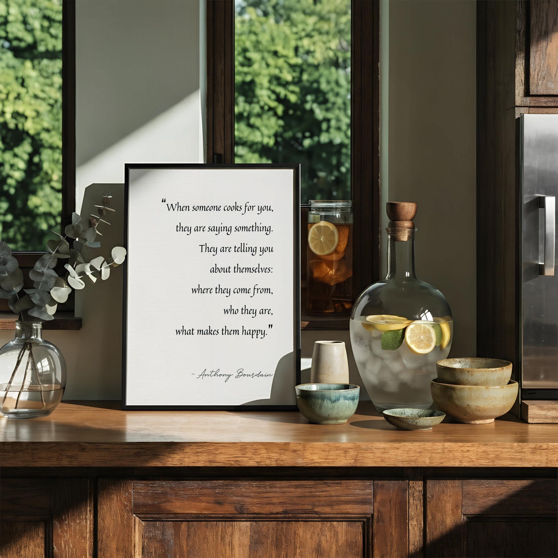 Anthony Bourdain Quote Print, Typewriter Quote | When Someone Cooks Poem Poster | Foodie Gift for Chef, Kitchen Art