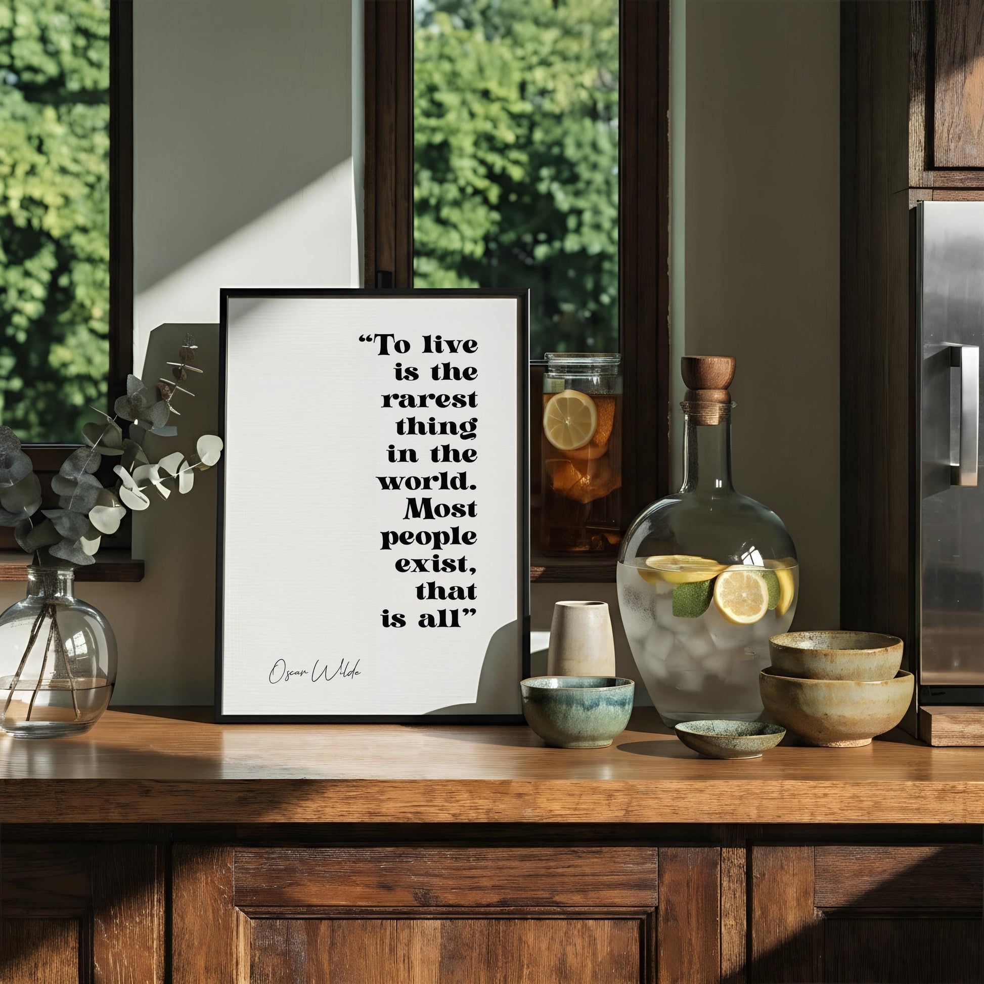 Oscar Wilde Quote Print To Live Is The Rarest Thing In The World Inspirational Quote Poster Oscar Wilde Playwrite & Poet wall decor