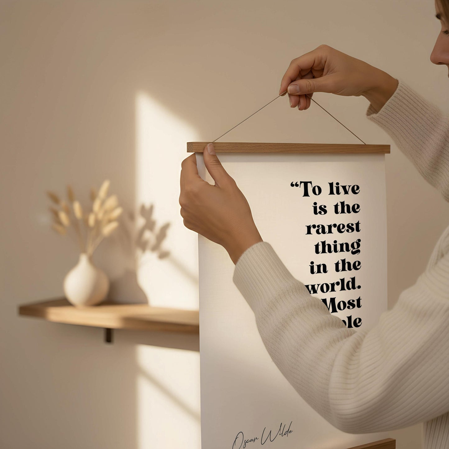 Oscar Wilde Quote Print To Live Is The Rarest Thing In The World Inspirational Quote Poster Oscar Wilde Playwrite & Poet wall decor