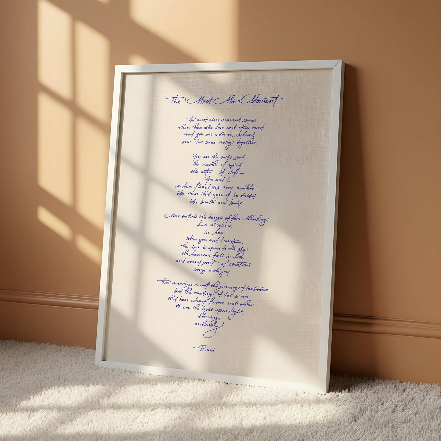 Rumi Quote Print | Romantic Poetry Wall Art - The Most Alive Moment | Soul Quote Art | Inspirational Poem