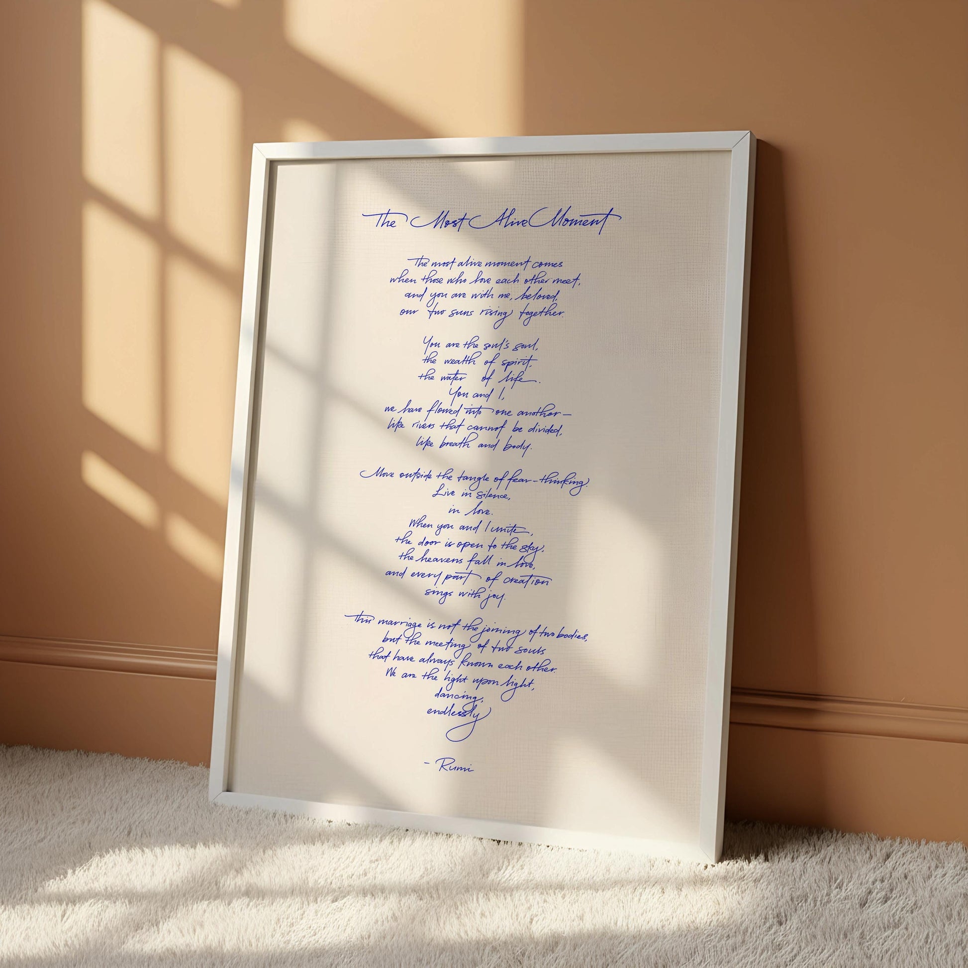 Rumi Quote Print | Romantic Poetry Wall Art - The Most Alive Moment | Soul Quote Art | Inspirational Poem