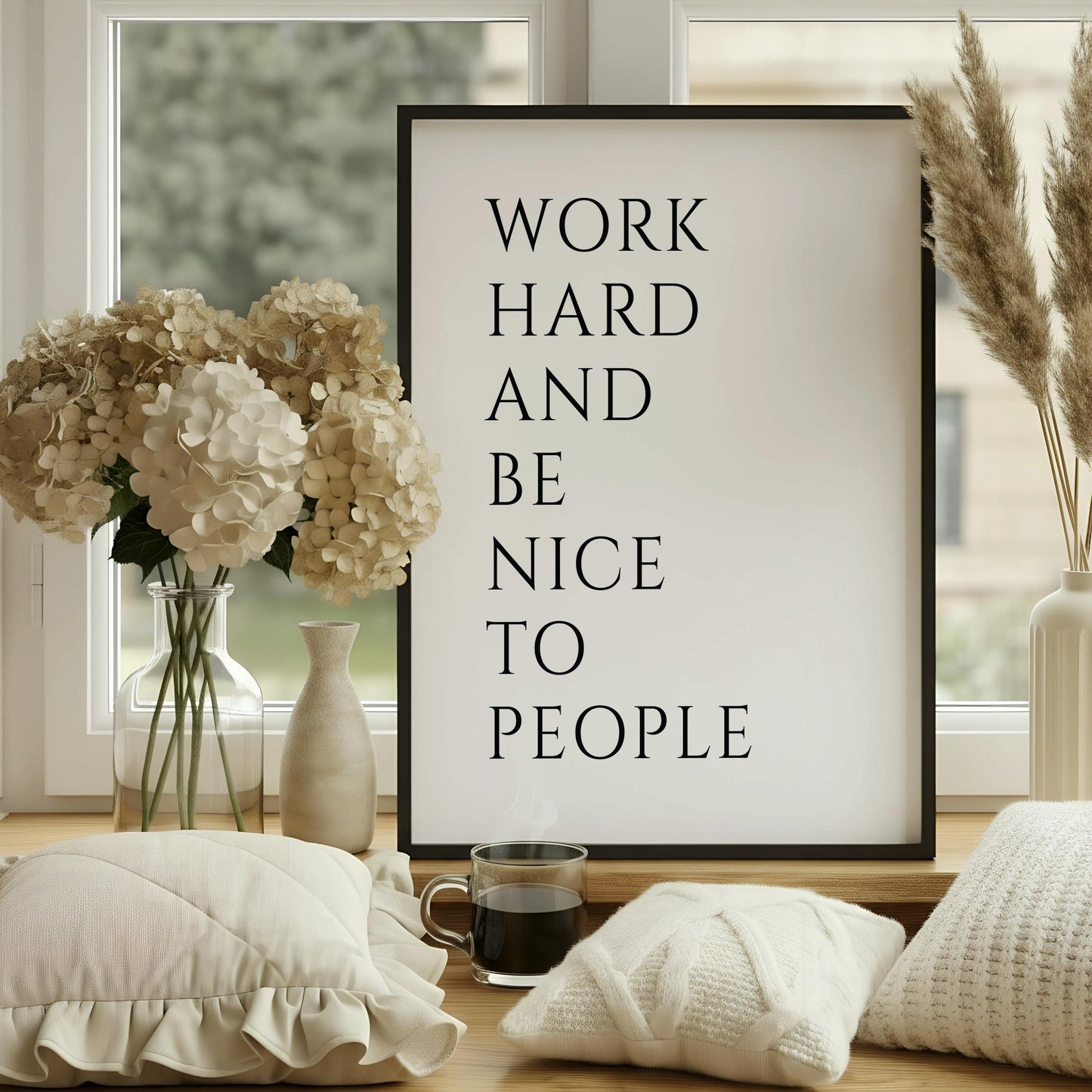 Work Hard and Be Nice to People Poster Print | Motivational Quote Wall Art | Minimalist Typography | Office Decor | Inspirational Wall Art