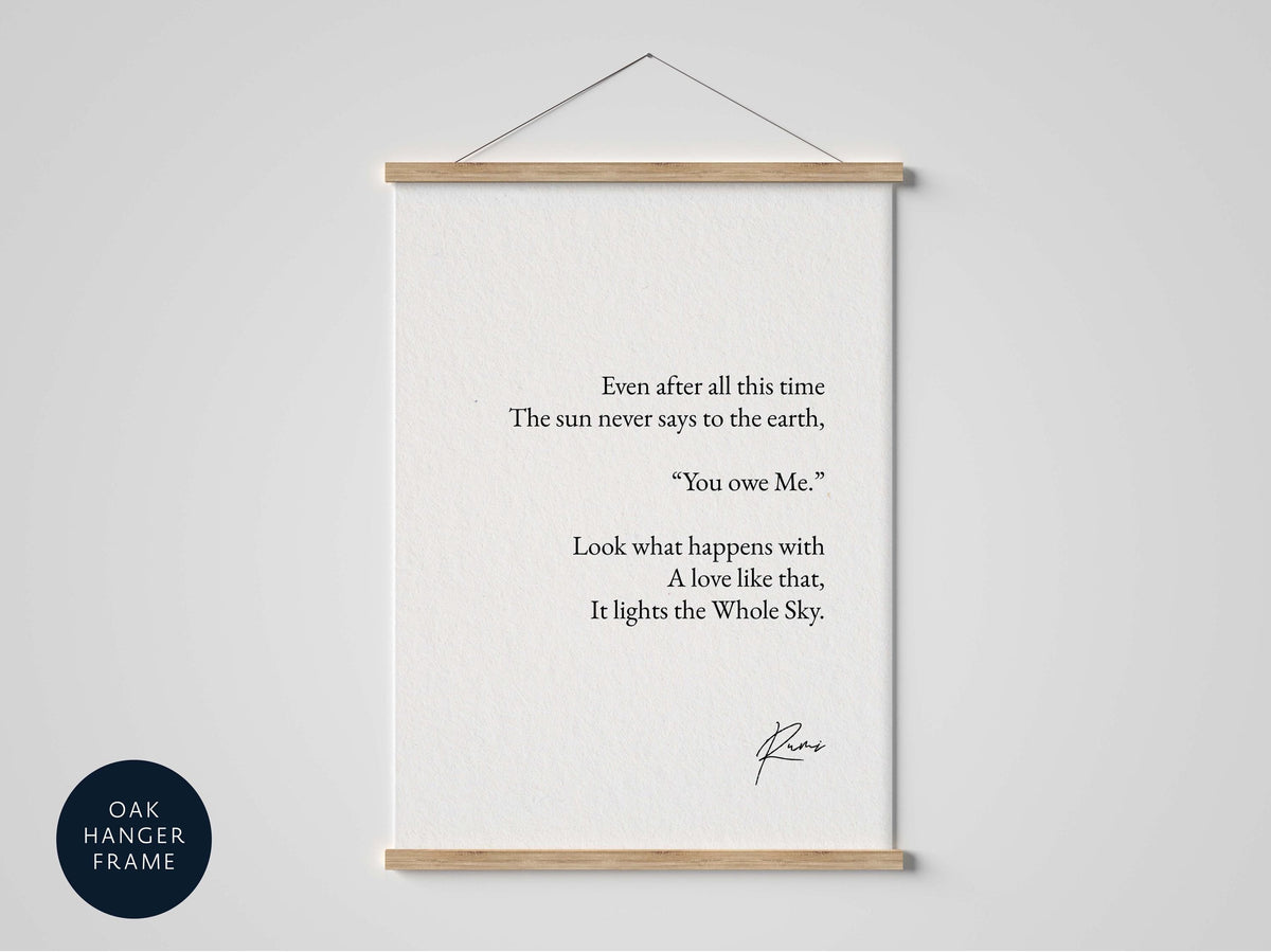 Rumi Love Quote Print | It Lights the Whole Sky | Romantic Poetry Wall Art | Inspirational Literary Quote Decor