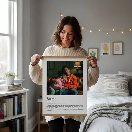 Sister Definition Print, Personalized Meaningful Quote - Sisterhood Birthday Gift for Big or Little Sister | Family Sentimental Decor