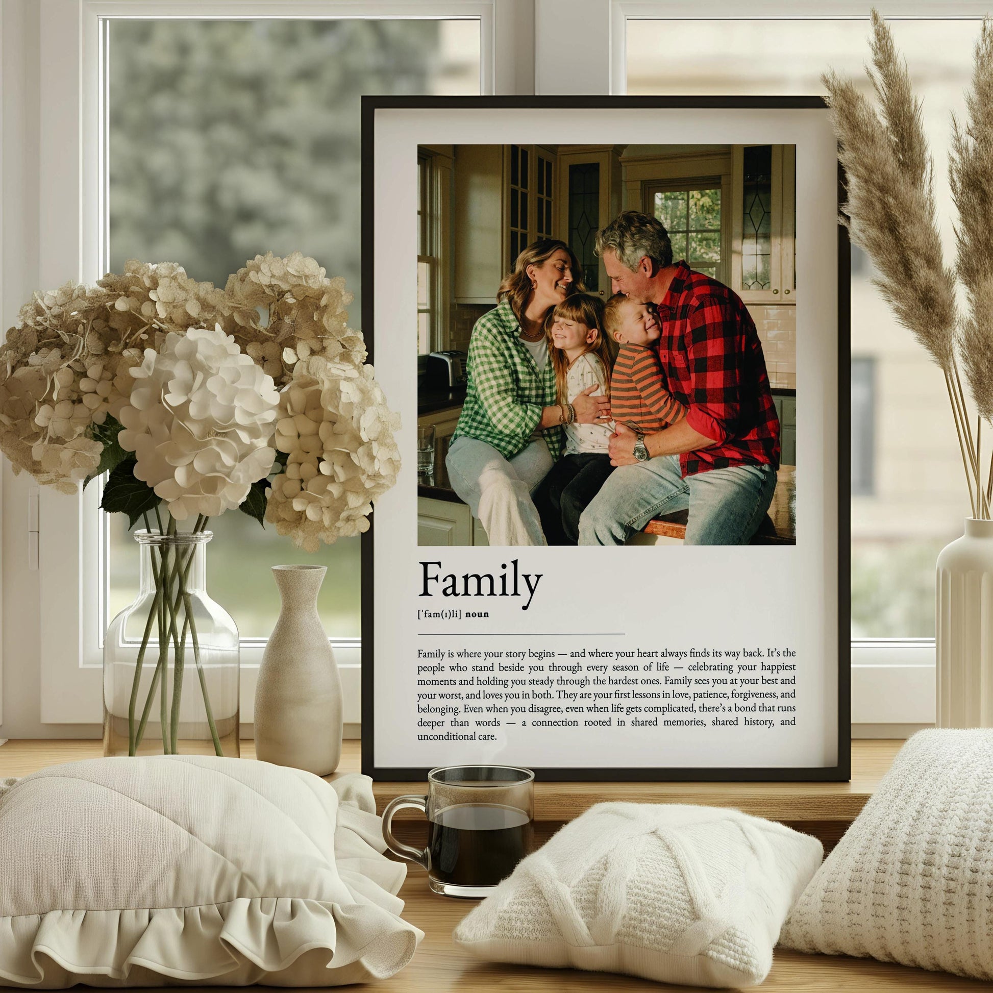 Family Definition Print, Personalized Wall Art, Meaningful Family Quote Poster, Sentimental Home Decor, Minimalist Typography