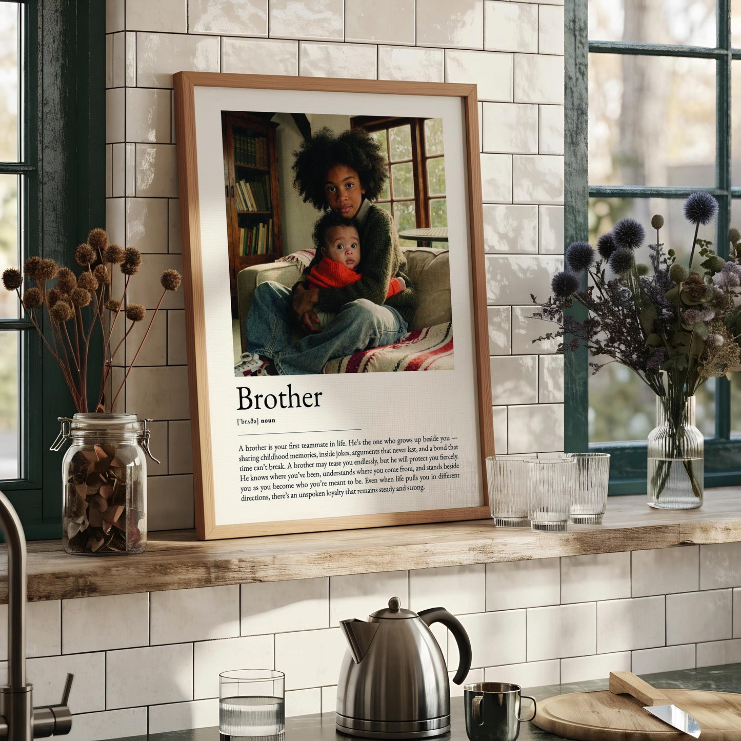 Brother Definition Print, Personalised Wall Art, Sibling Quote Poster, Meaningful Family Gift, Typography Art, Brother Birthday Decor
