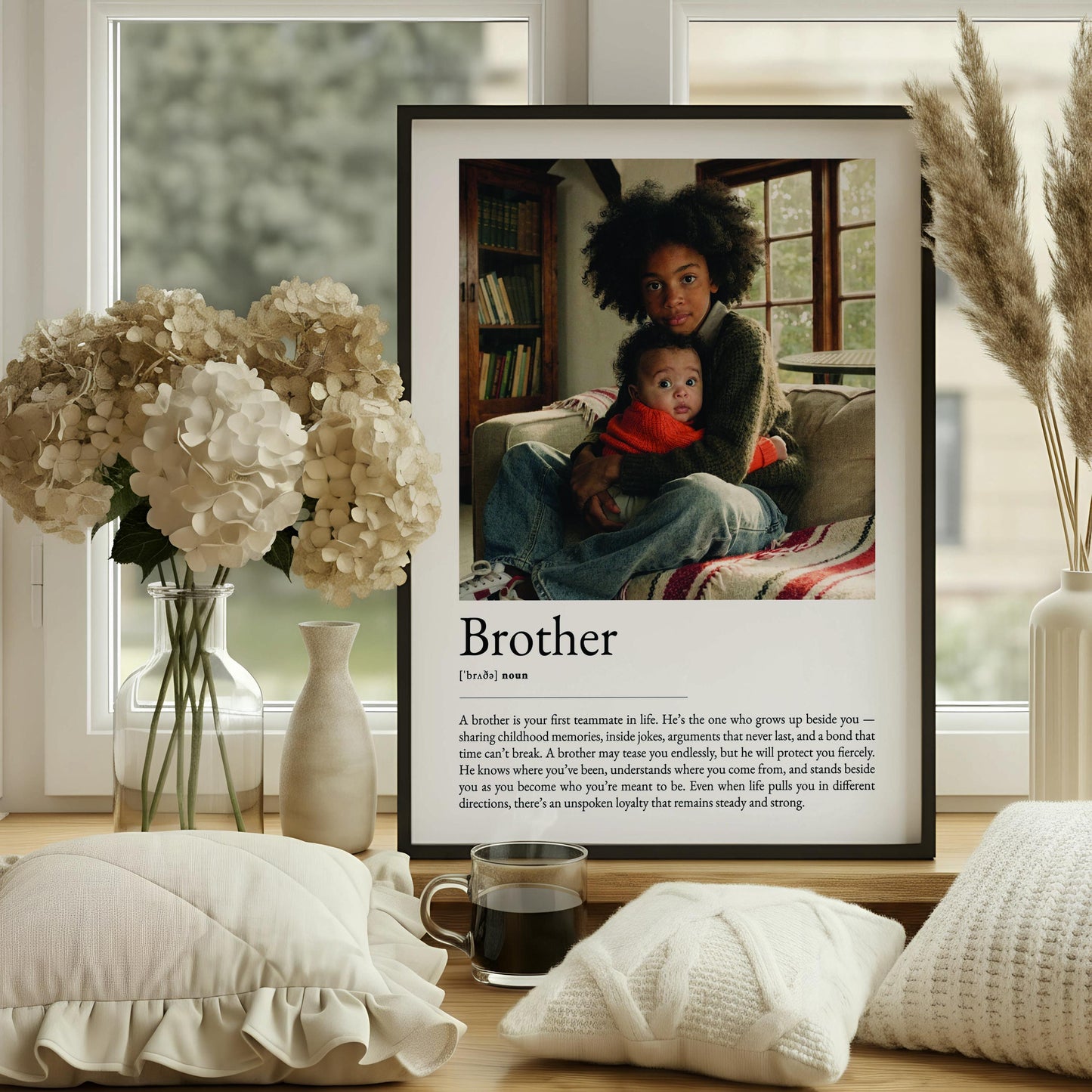 Brother Definition Print, Personalised Wall Art, Sibling Quote Poster, Meaningful Family Gift, Typography Art, Brother Birthday Decor