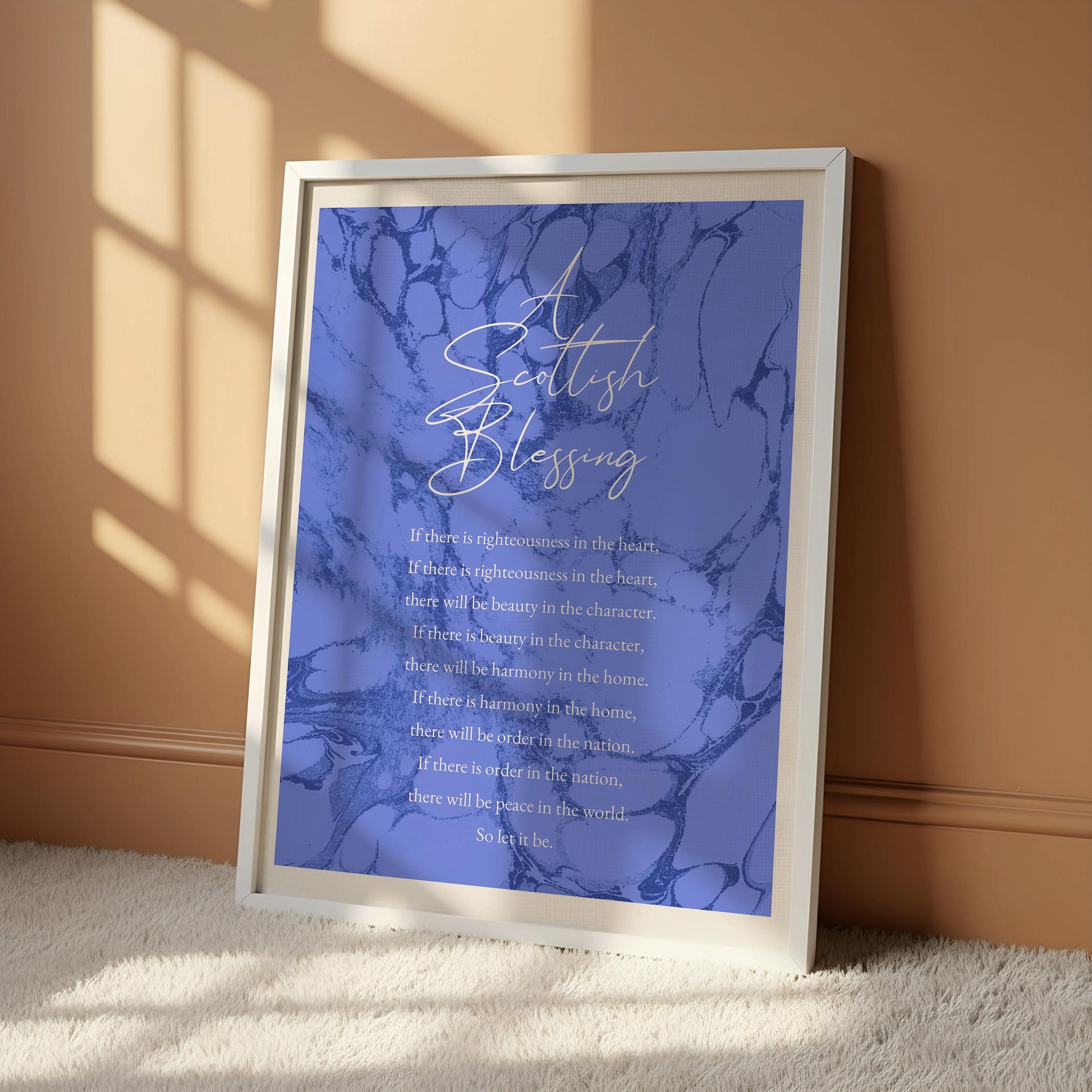 Scottish Blessing Print, Celtic Prayer Wall Art, Inspirational Blessing Quote Poster, Spiritual Home Decor, Christian Gift, Blue Marble Art