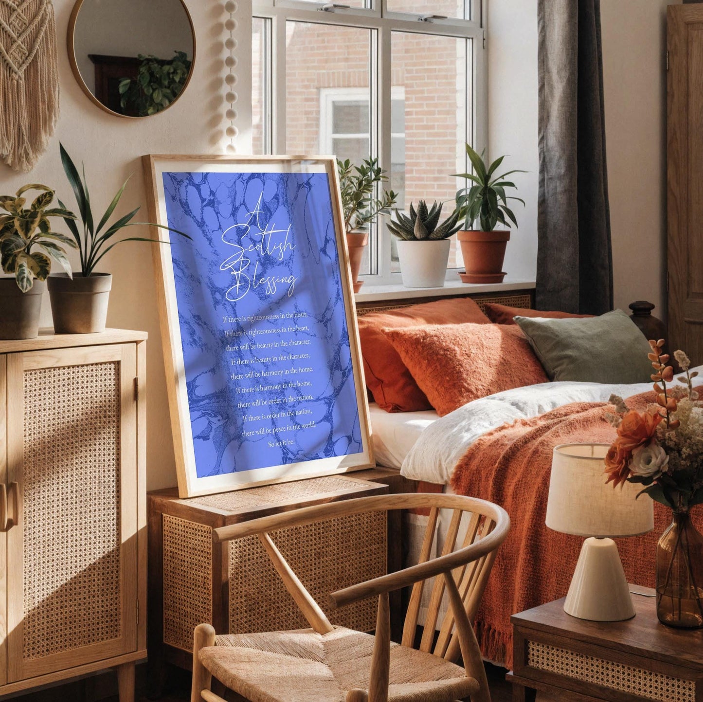 Scottish Blessing Print, Celtic Prayer Wall Art, Inspirational Blessing Quote Poster, Spiritual Home Decor, Christian Gift, Blue Marble Art