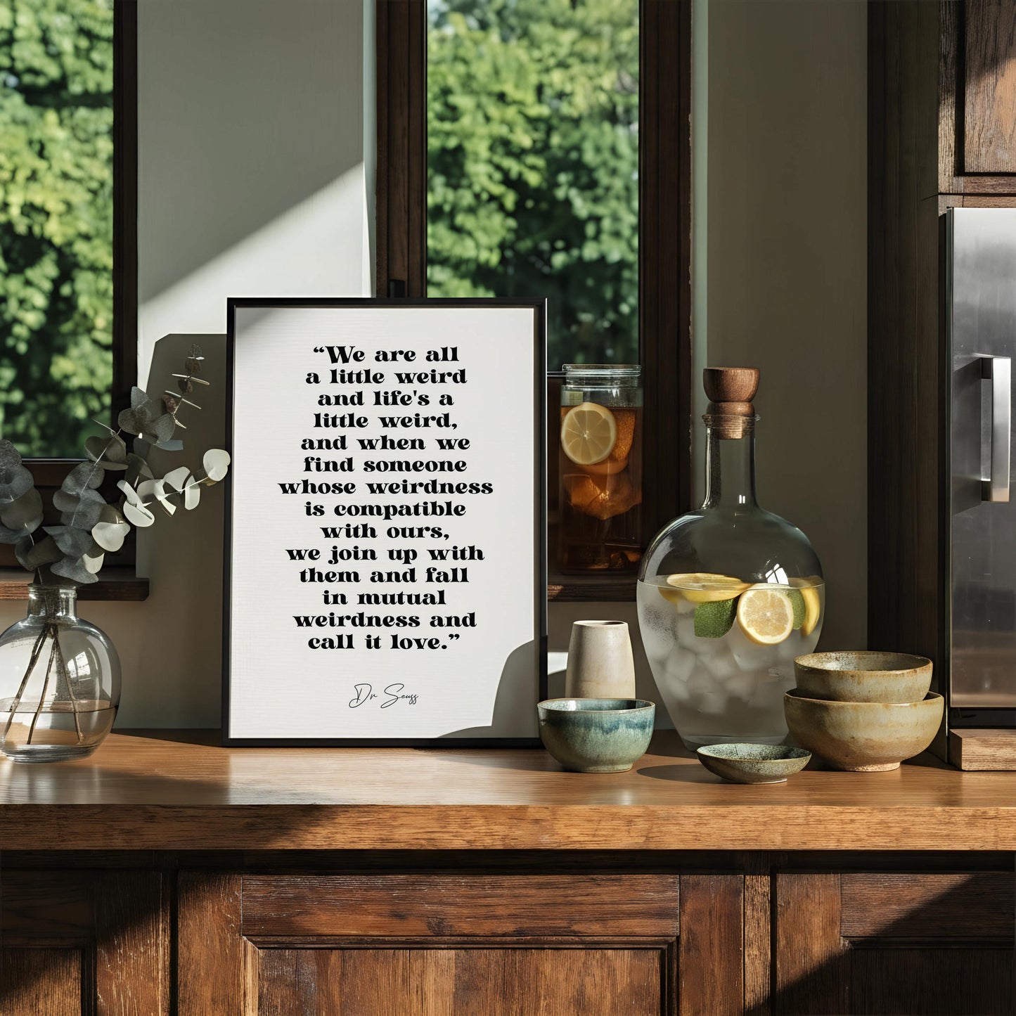 Dr Seuss Quote Print | We Are All A Little Weird | Funny Love Wall Art | Fine Art Typography Print | Couples Gift