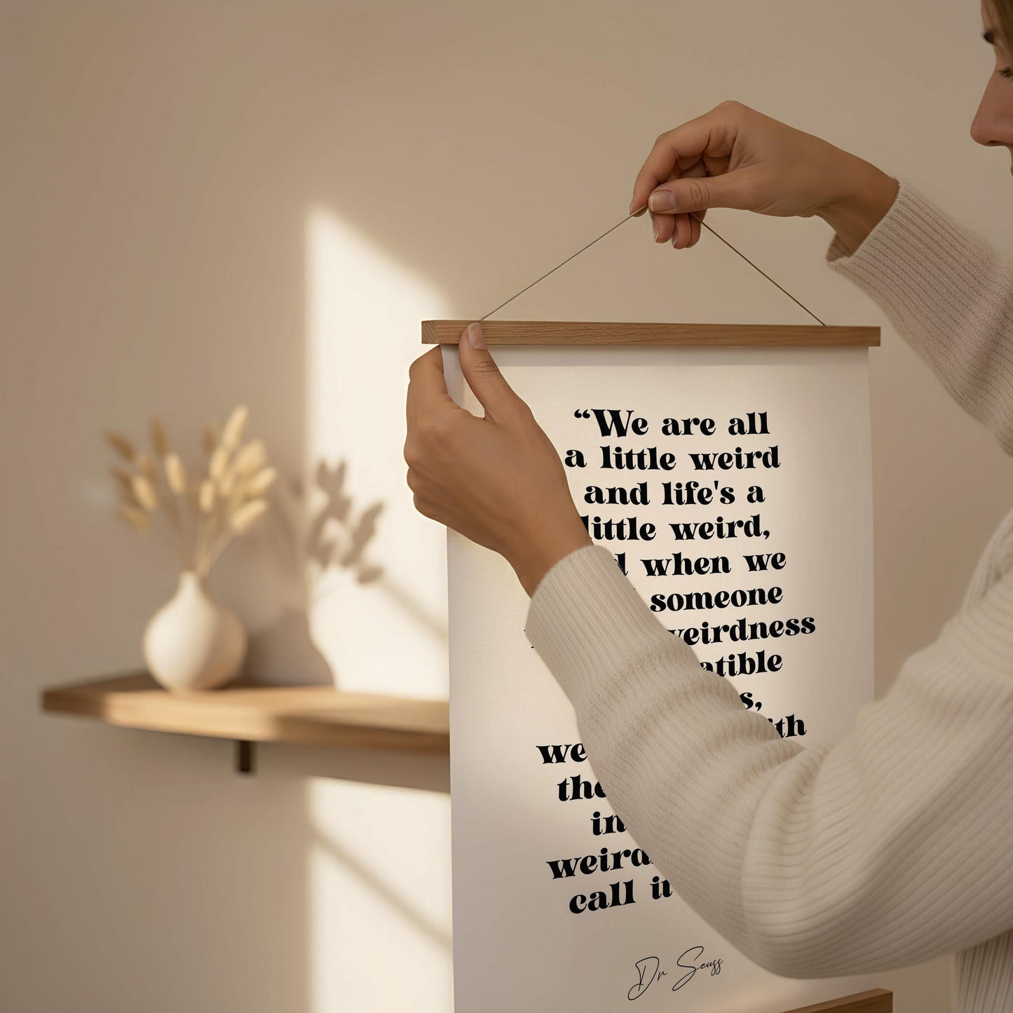 Dr Seuss Quote Print | We Are All A Little Weird | Funny Love Wall Art | Fine Art Typography Print | Couples Gift