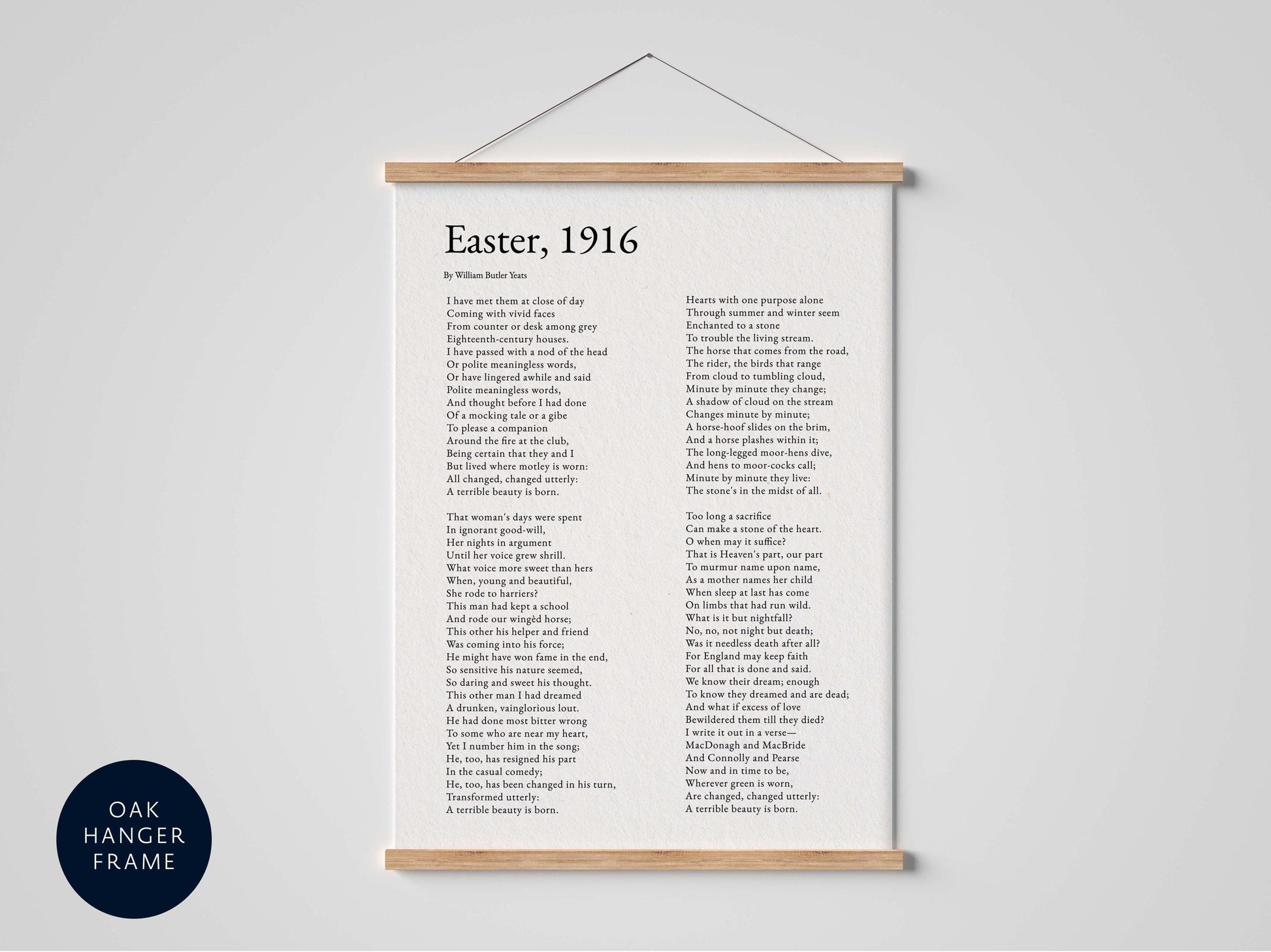 Easter, 1916 Poem By William Butler Yeats poster irish uprising framed