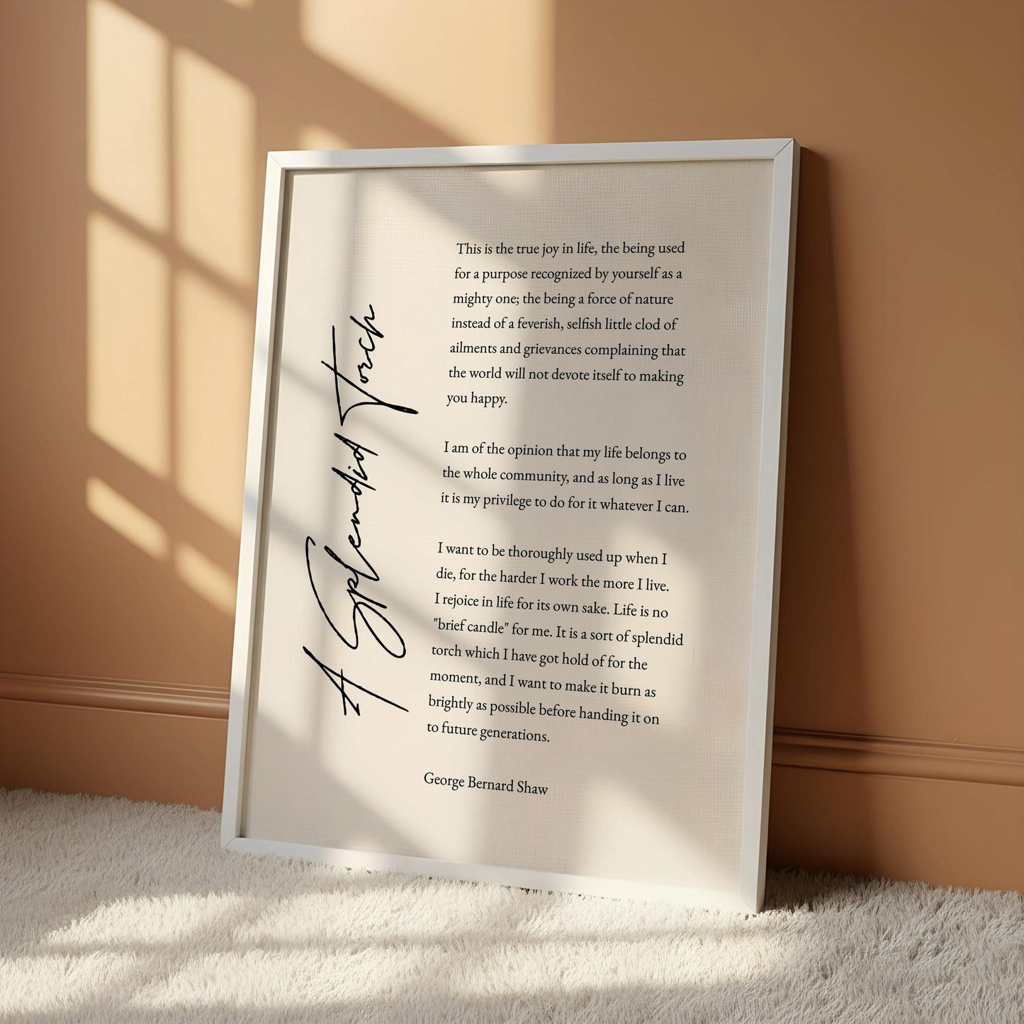 The image is a framed quote by George Bernard Shaw, which is a thought-provoking piece of literature.