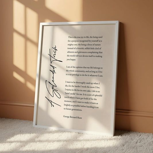 The image is a framed quote by George Bernard Shaw, which is a thought-provoking piece of literature.