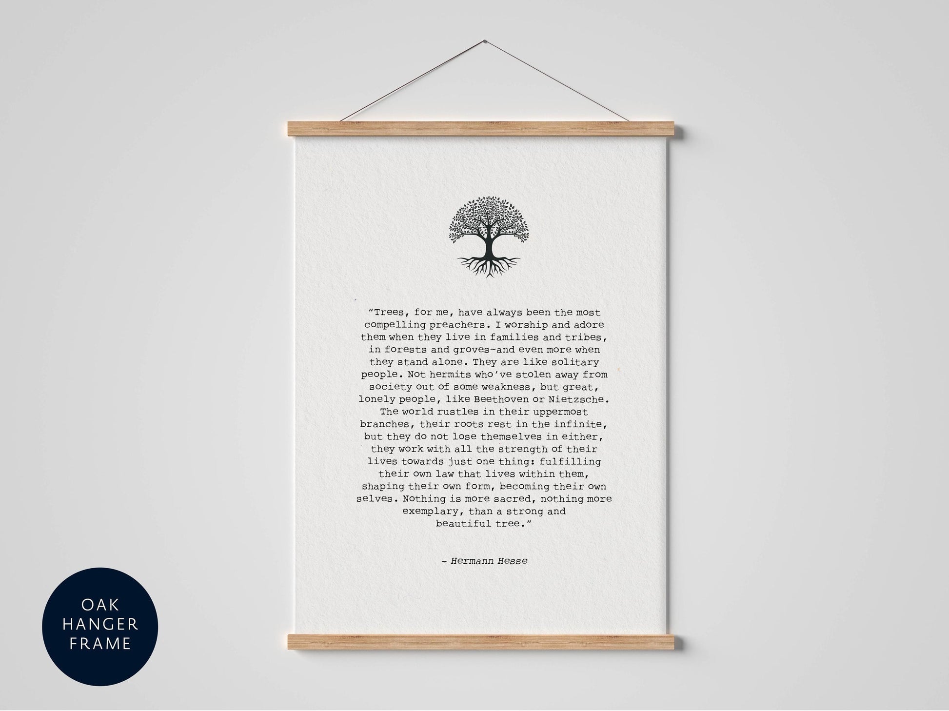 a framed quote by Hermann Heise, which is a quote about the importance of trees and their role in sustaining life on Earth.