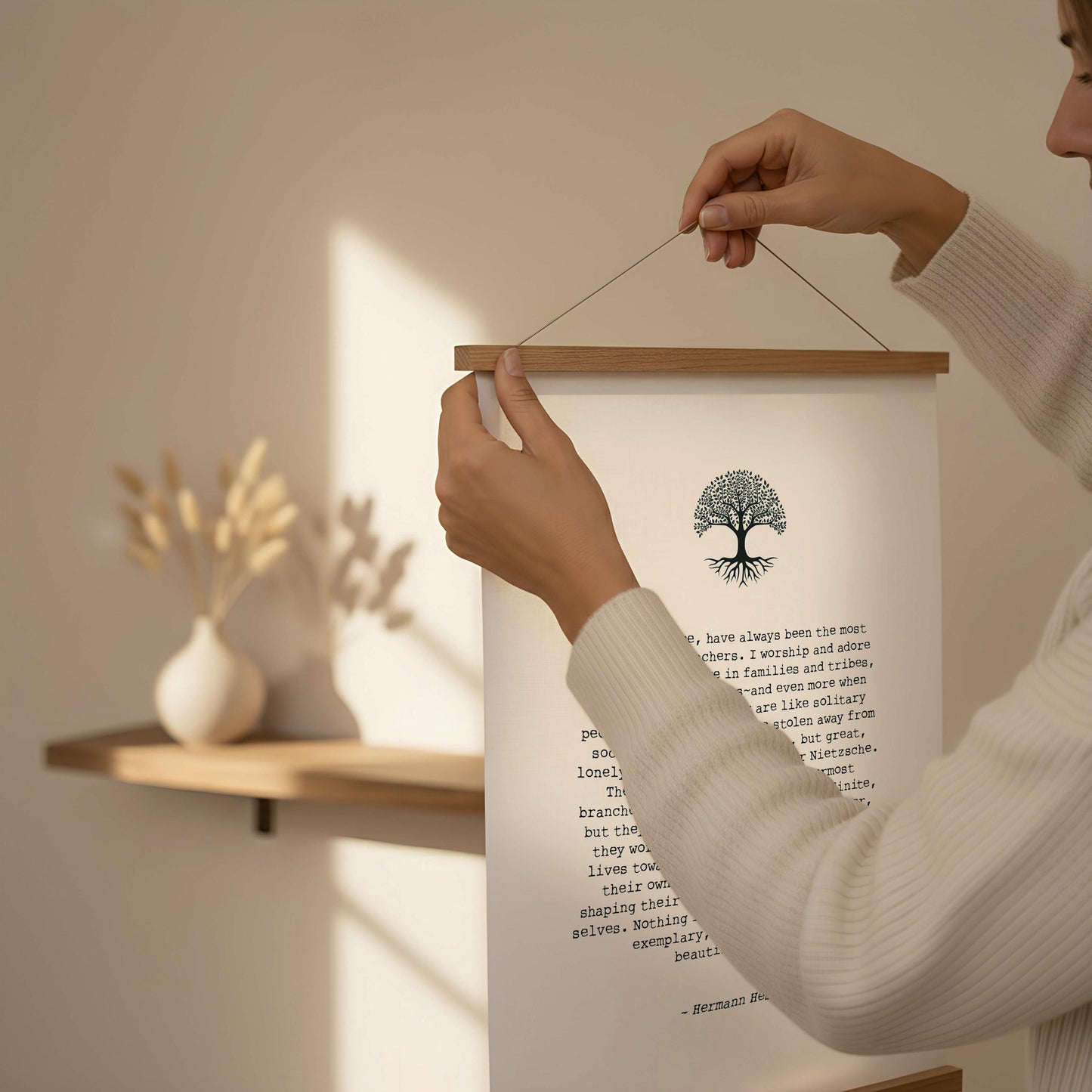 Tree print - A poem about trees by Hermann Hesse - Framed poster oak - Tree poem - Nature poetry - Botanical beauty - Inspirational Poem