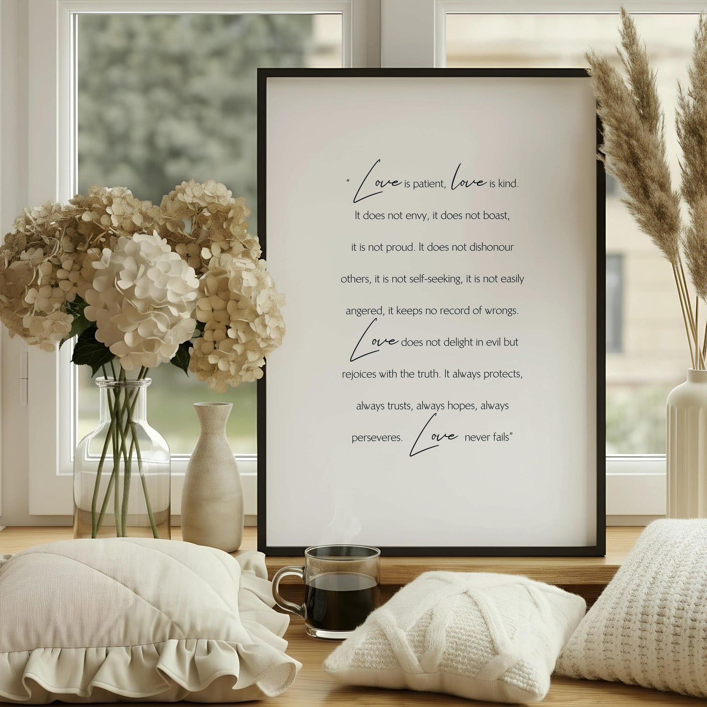 Love Quote Bible, 1 Corinthians Quote | Wedding Gift For Couple - Framed Poster Love | Paper Anniversary Present