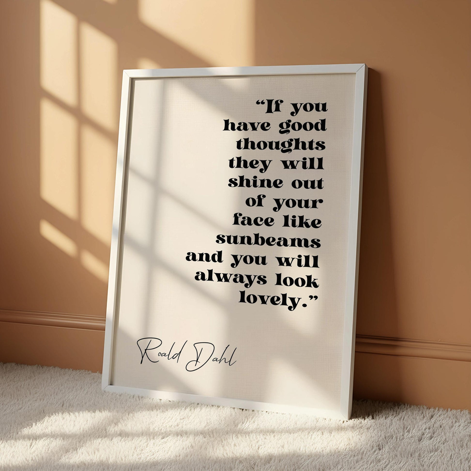 a quote by Roald Dahl hanging on a wall.