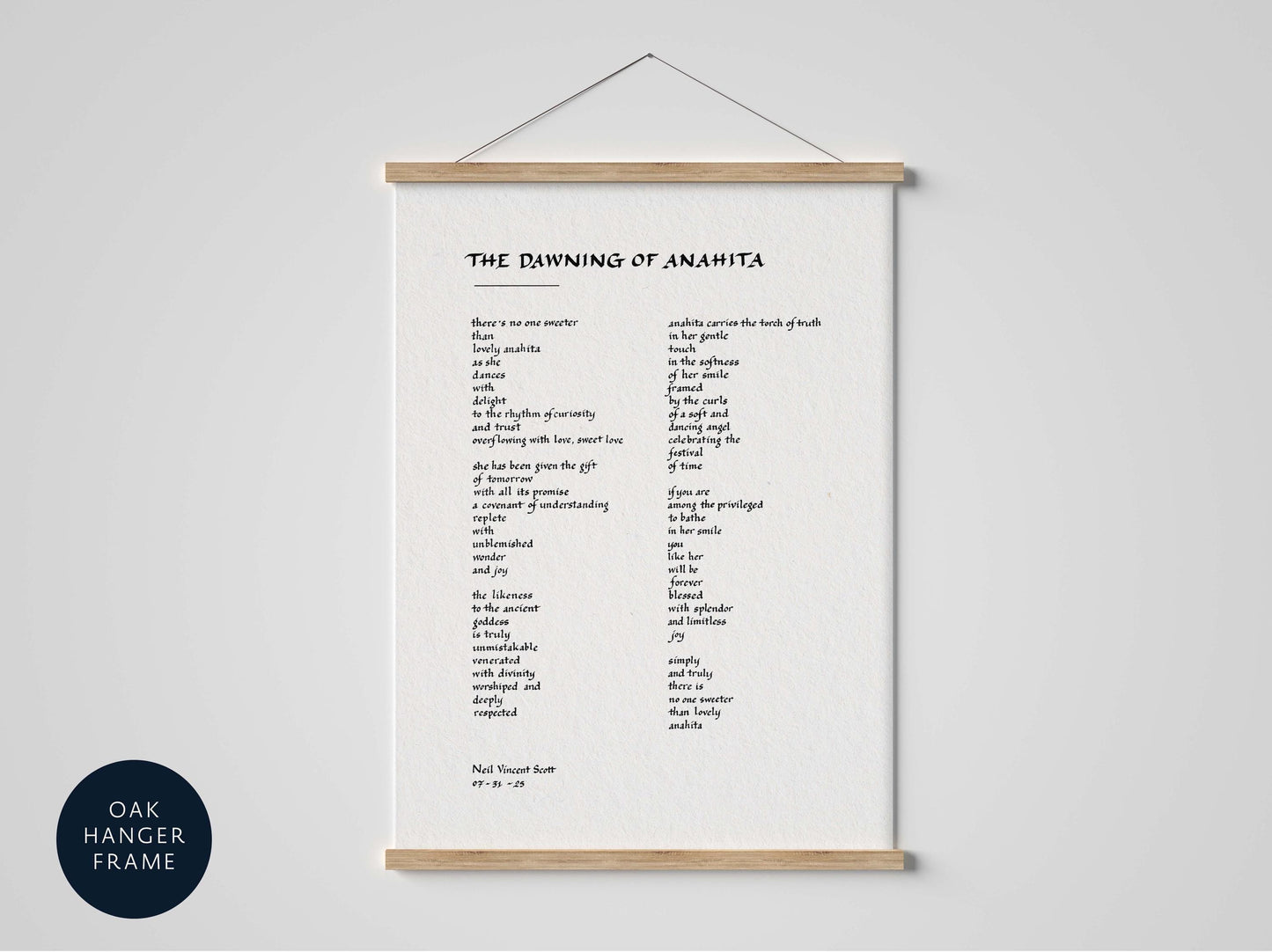 Anahita Poem Print, Custom Poetry Wall Art - Mythic Poem Decor For Poetic Inspiration, Unique Literary Gift For Poet