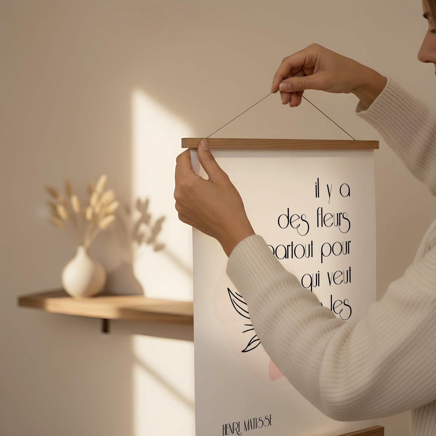 Il y a des fleurs French Quote Print | Henri Matisse Quote Wall Art | Minimalist Typography | Modern French Decor