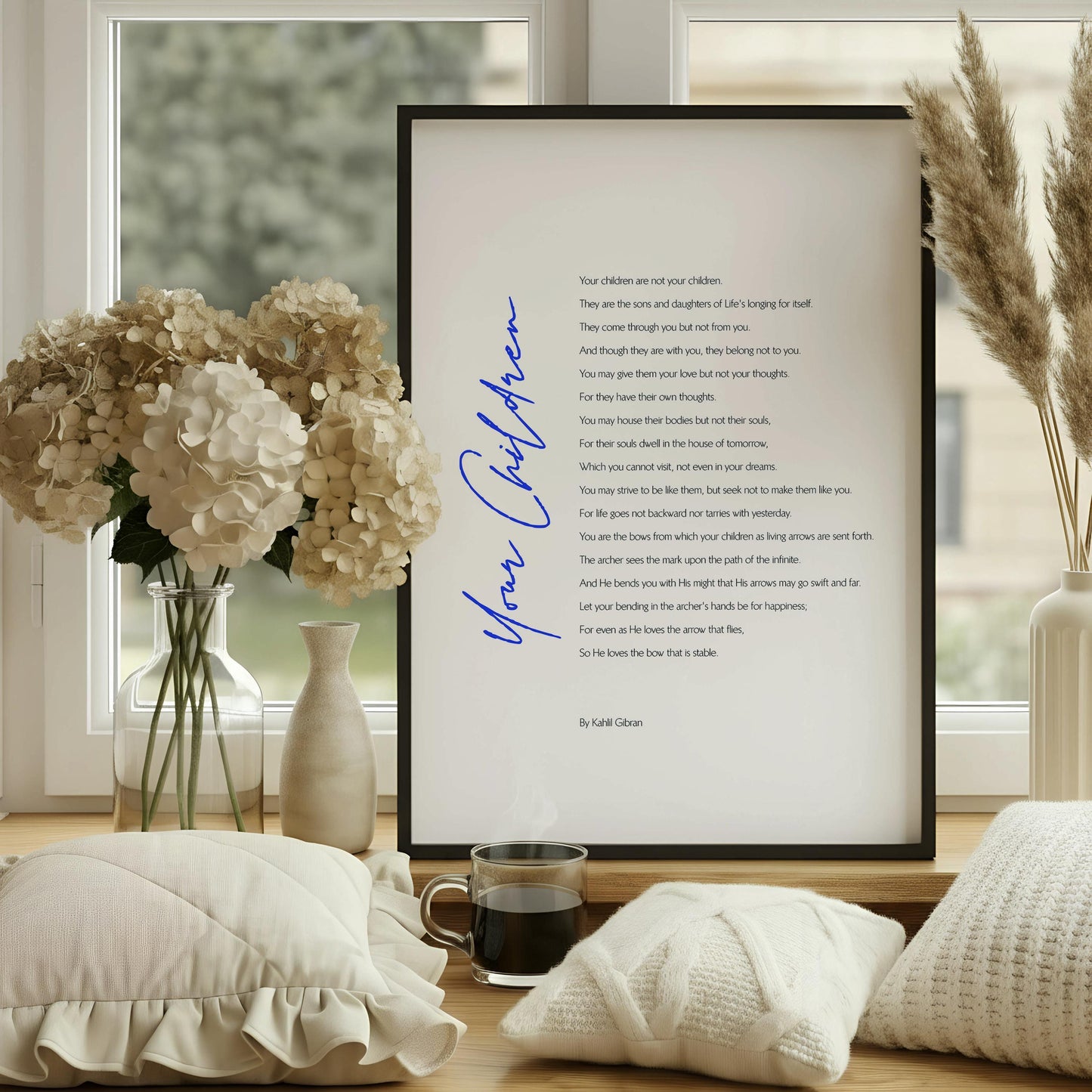Kahlil Gibran Poem Print, Oak Hanger Frame, Gift for Parents