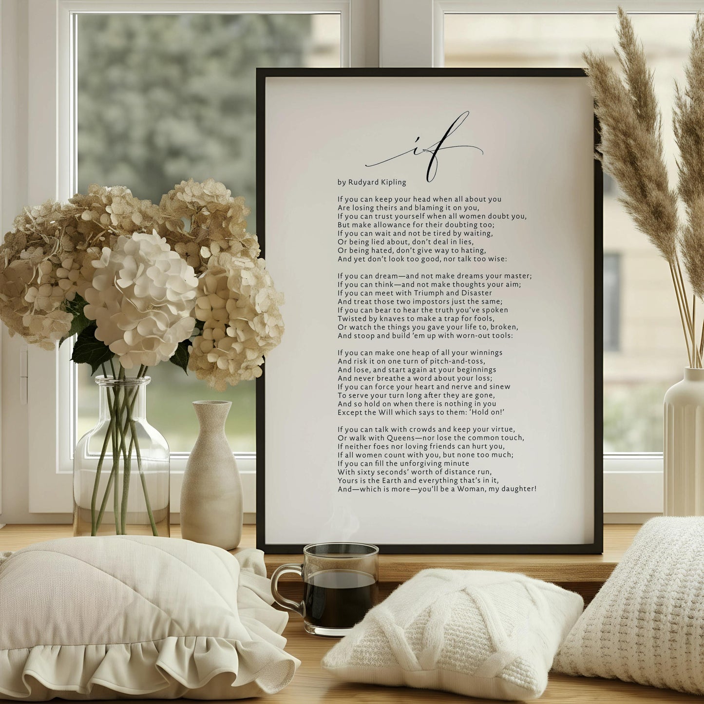 If Female Version Poem Print | Rudyard Kipling | Empowering Women Wall Art | Typography Print | Inspirational Gift Her