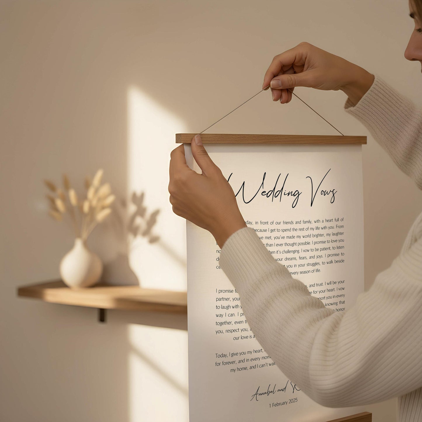 Custom Wedding Vows Print | Personalized Wedding Promise Wall Art | Anniversary Gift | First Paper Anniversary