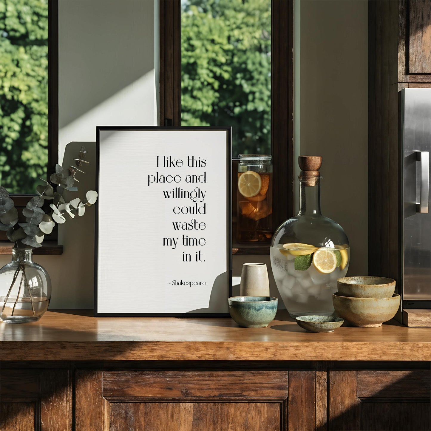William Shakespeare Quote Framed Print - I like this place - Favourite place poster - Home sweet home - Print