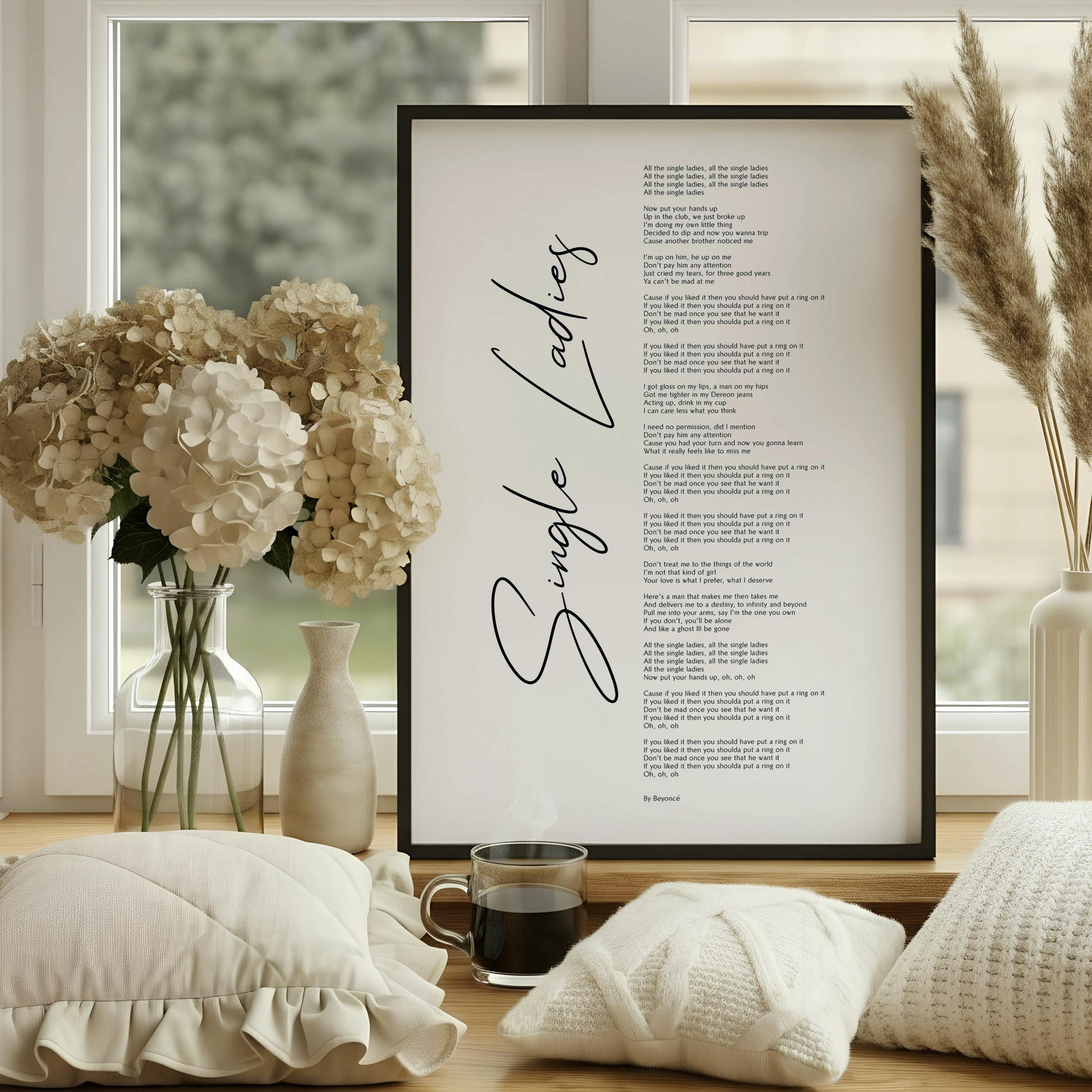 Single Ladies Beyoncé Print | Put A Ring On It | Song Lyrics Wall Art | Music Typography Print | Girls Night | Bachelorette Gift