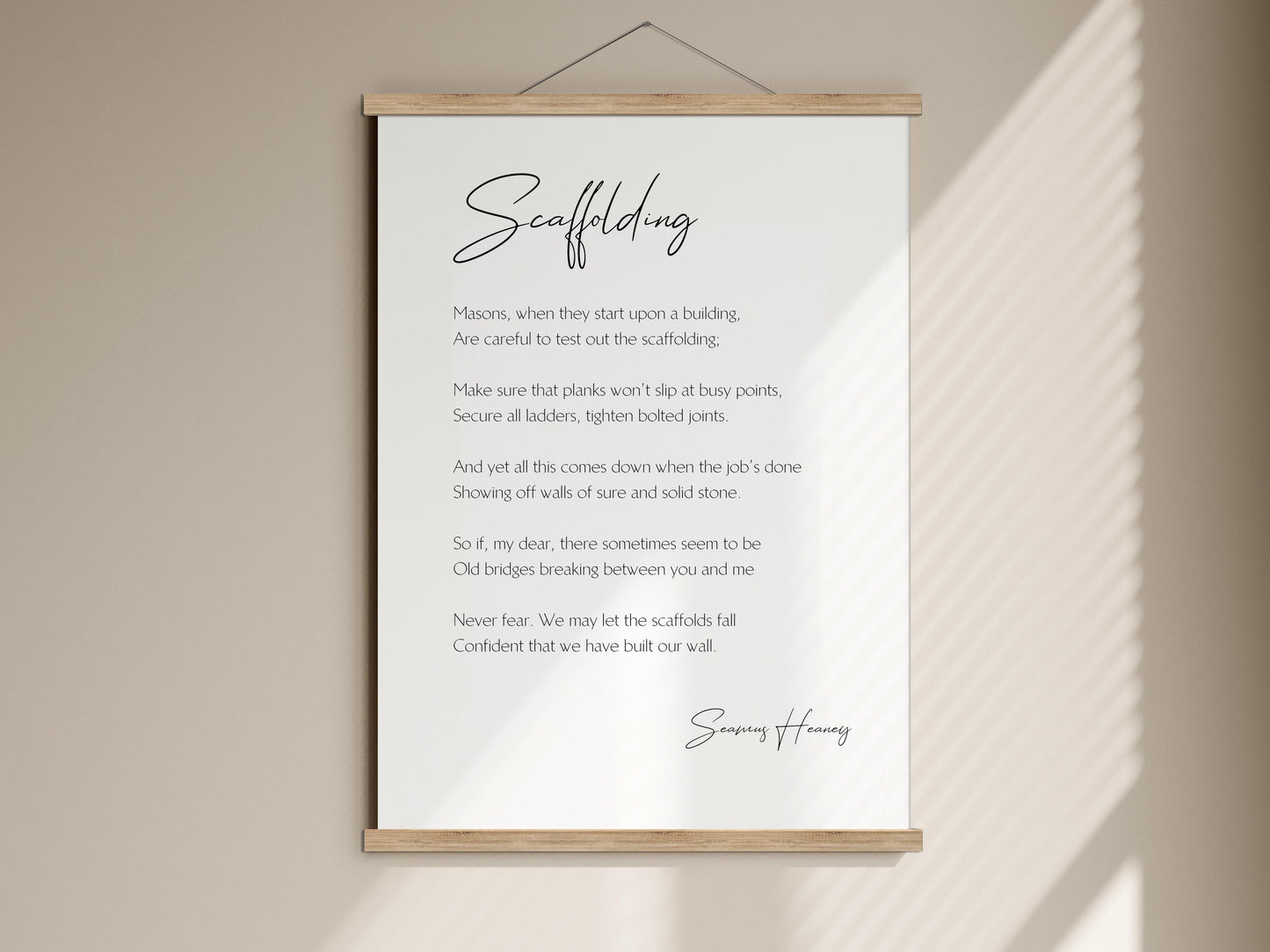 Scaffolding Print by Seamus Heaney - Framed Poster - Poet Seamus Heaney - Scaffolding Poetry - Building Strong relationships with trust