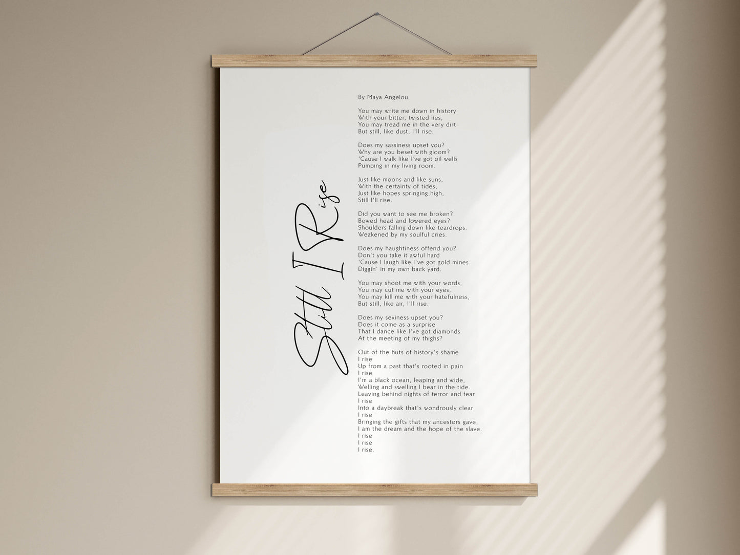 Still I Rise Print by Maya Angelou Framed poem, Maya Angelou Poem, Framed Calligraphy & Typography Still I rise