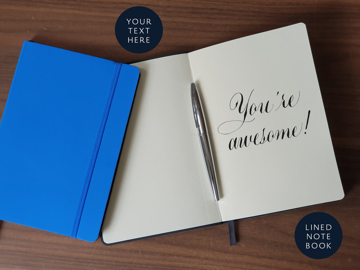 Personalised Notebook - Custom notebook with handwritten calligraphy - A5 lined notebook/journal - Yellow or Blue - thepenmansden