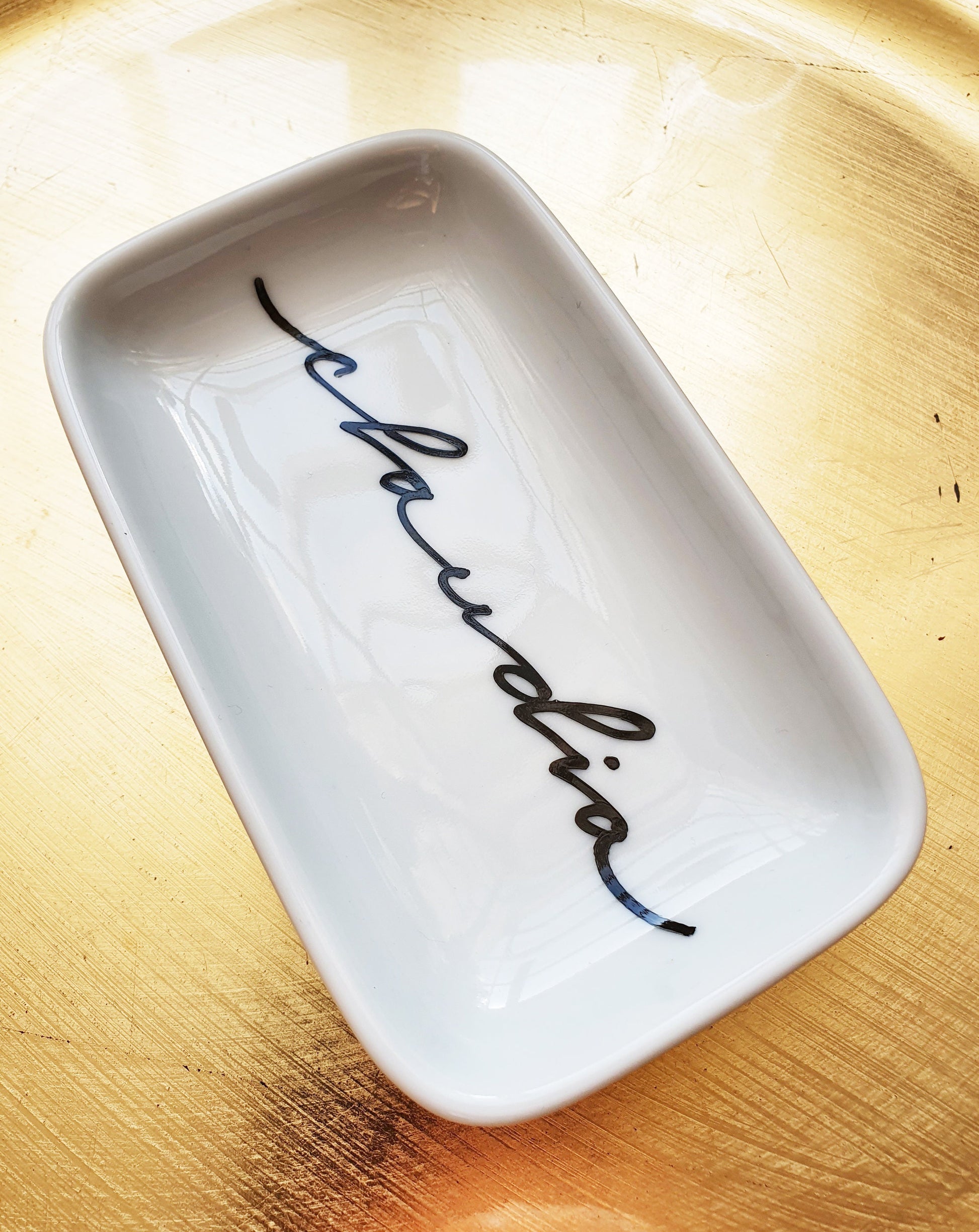 Personalised Ring Dish - Custom ring dish with hand scribed calligraphy - Ring Dish with Name - Ring Holder - thepenmansden