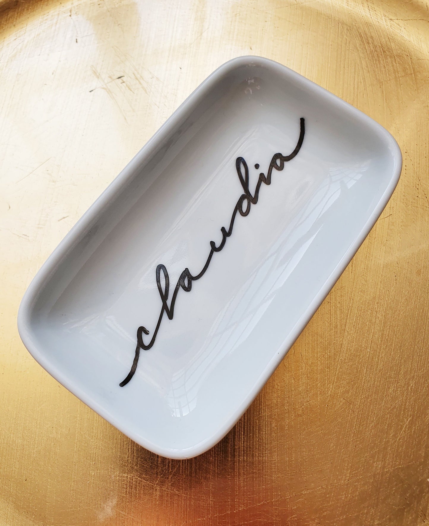 Personalised Ring Dish - Custom ring dish with hand scribed calligraphy - Ring Dish with Name - Ring Holder - thepenmansden