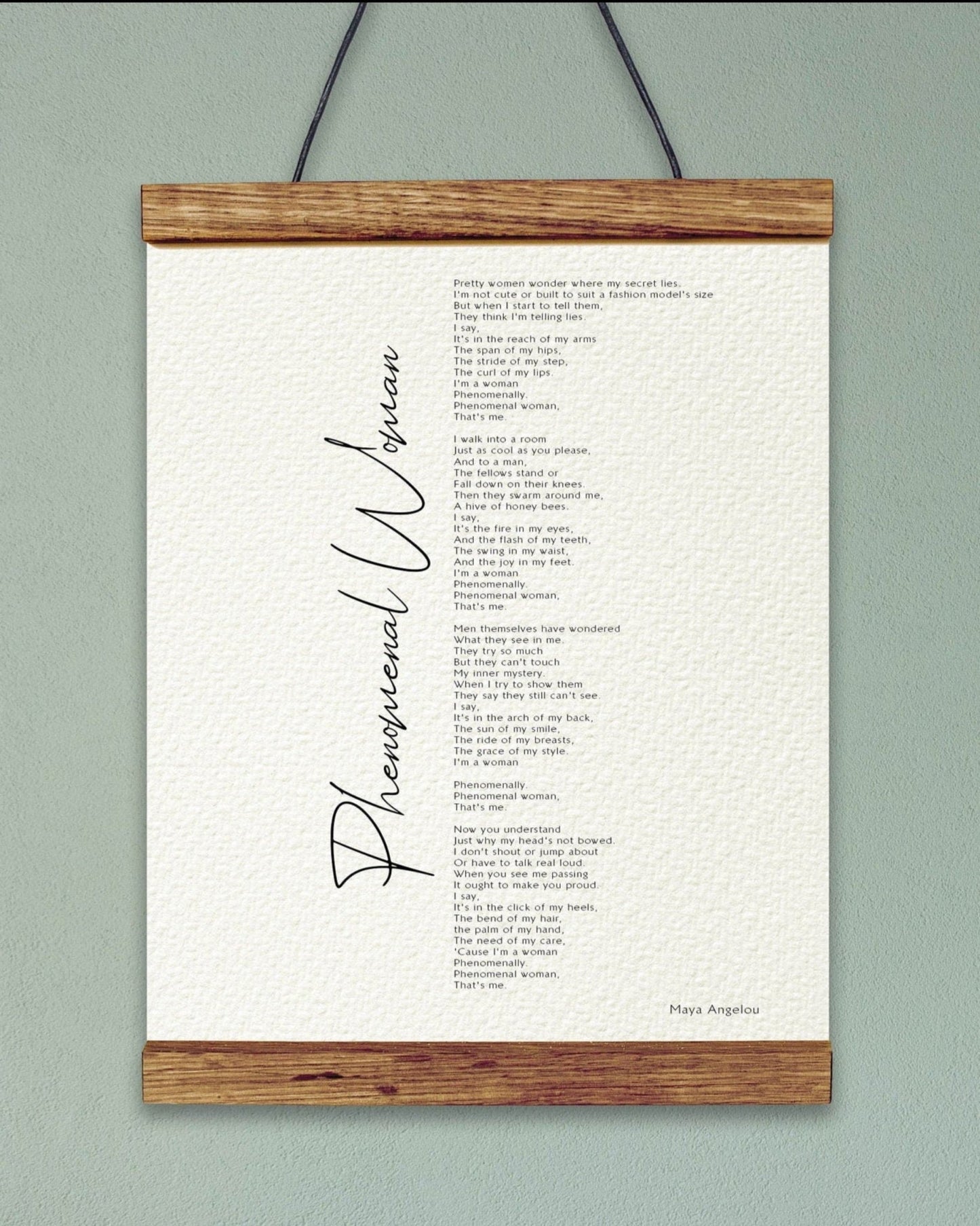 Phenomenal Woman by Maya Angelou Poem Framed - Calligraphy & Typography Print - Maya Angelou Print - Wall Art - thepenmansden
